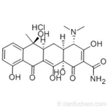 2-Naphthacenecarboxamide, 4- (dimethylamino) -1,4,4a, 5,5a, 6,11,12a-octahydro-3,6,10,12,12a-pentahydroxy-6-méthyl-1,11-dioxo , chlorhydrate (1: 1), CAS 64-75-5